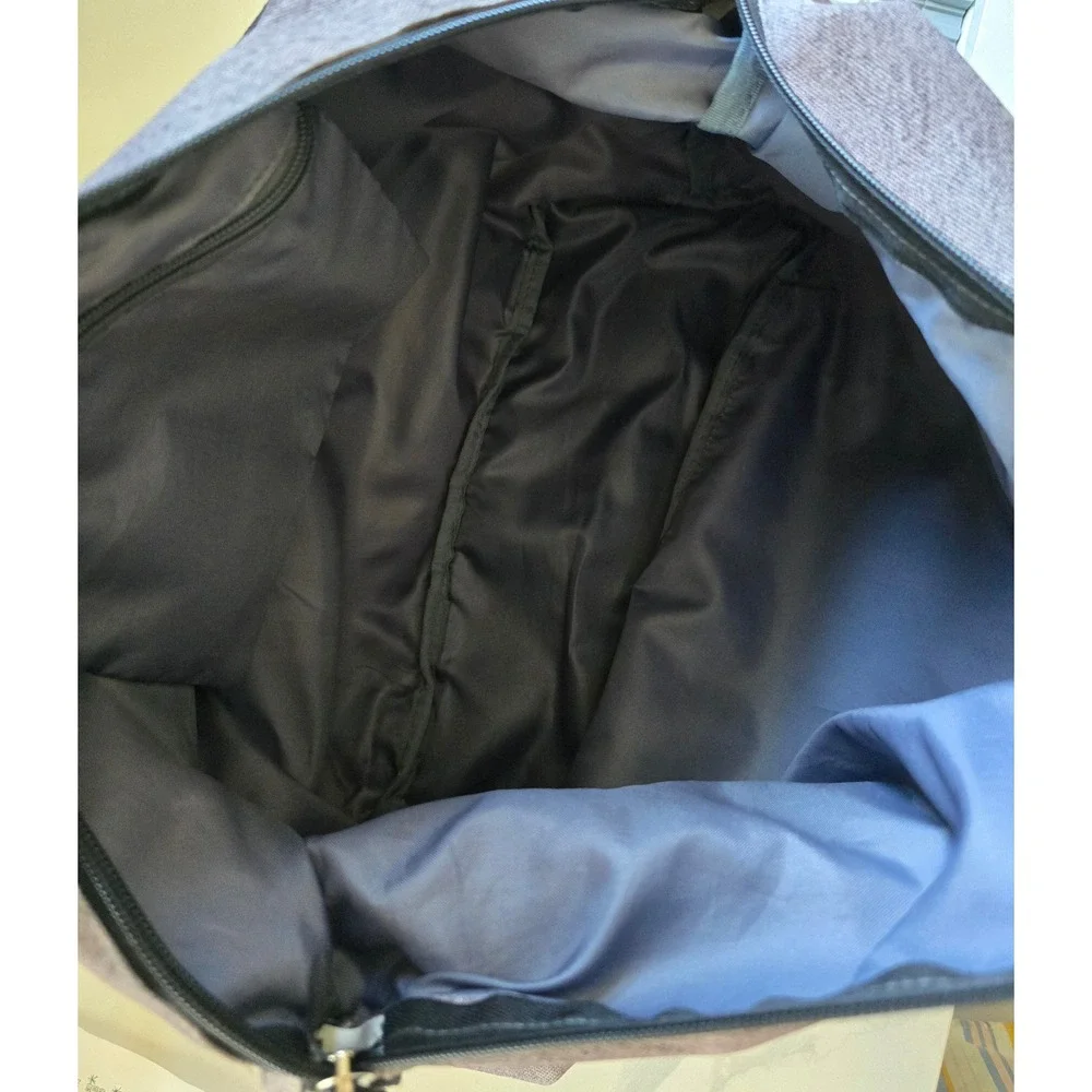 Fila Grey Heathered‎ Duffel Bag Black Trim Front Pocket Zip Closure 12x16 NWOT